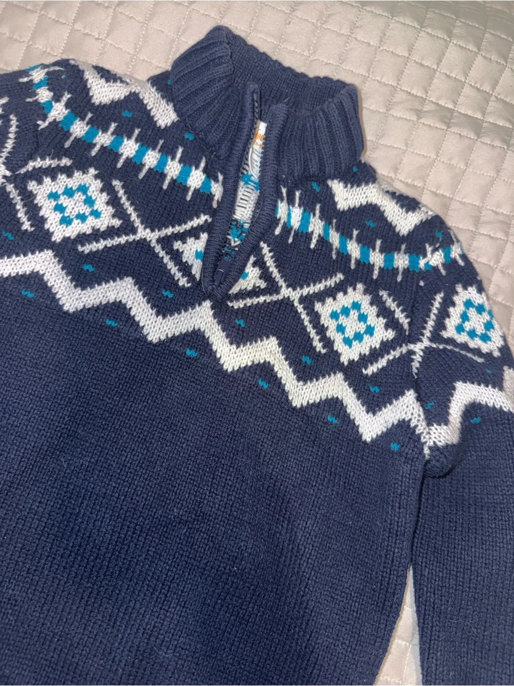 Kids  Navy Nordic Half-Zip Sweater